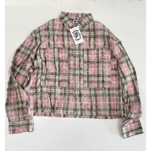 Saint Vanity Classic Logo Flannel Pink & Green Size Small NWT!